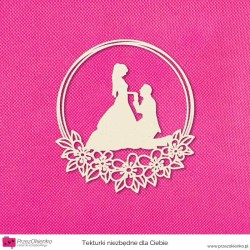 Ramka okrągła z kwiatami i młodą parą