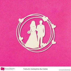 Ramka 3 koła z sercami i młodą parą