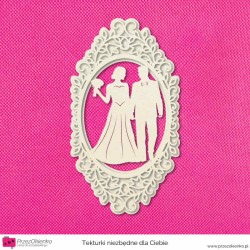 Ramka owalna warstwowa z młodą parą