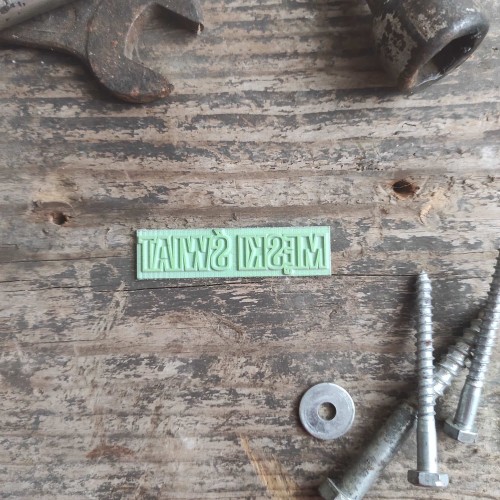 stempel gumowy napis meski swiat scrapbooking