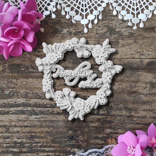 ramka warstwowa wianuszek z kwiatkami i napisem tekturki scrapbooking