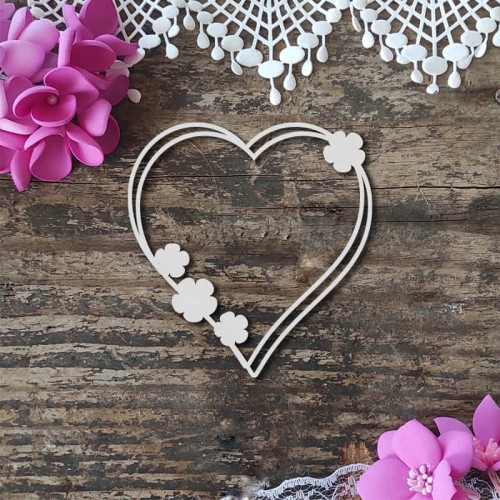 ramka 2 serca z kwiatuszkami tekturki scrapbooking