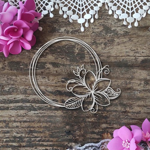 ramka okragla z azurowym kwiatkiem tekturki scrapbooking
