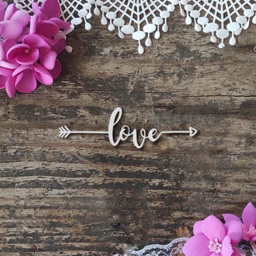 napis love strzala tekturki scrapbooking