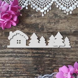 Domek z choinkami - zimowy widoczek