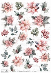 Świąteczne życzenia - poinsecje - arkusz cyfrowy 