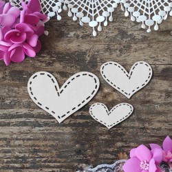 Serduszka z przeszyciami zestaw 3 szt