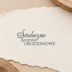 Stempel napis "Serdeczne życzenia urodzinowe"