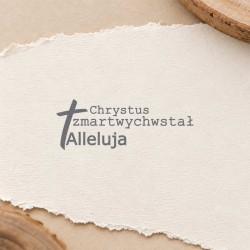 Stempel napis "Chrystus zmartwychwstał Alleluja"